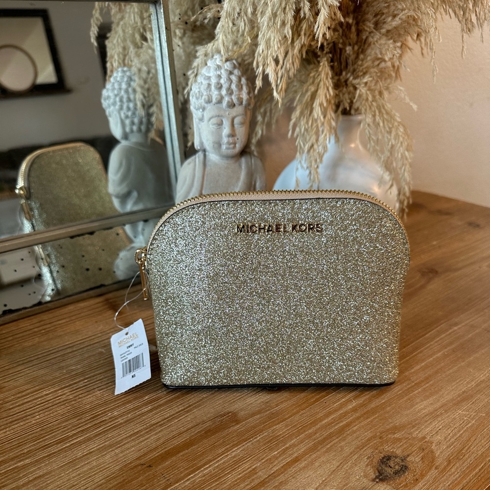Michael Kors Gold Travel Pouch Makeup Bag